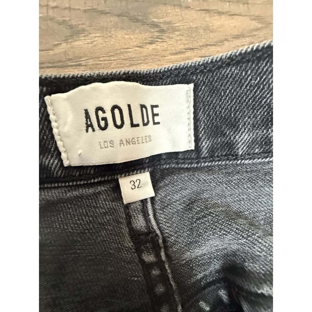 AGOLDE Jeans 32 Freya Black Hoax High Rise Slim Straight Organic Denim Made USA - Picture 5 of 9